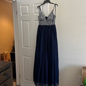 Formal navy blue bling dress.
